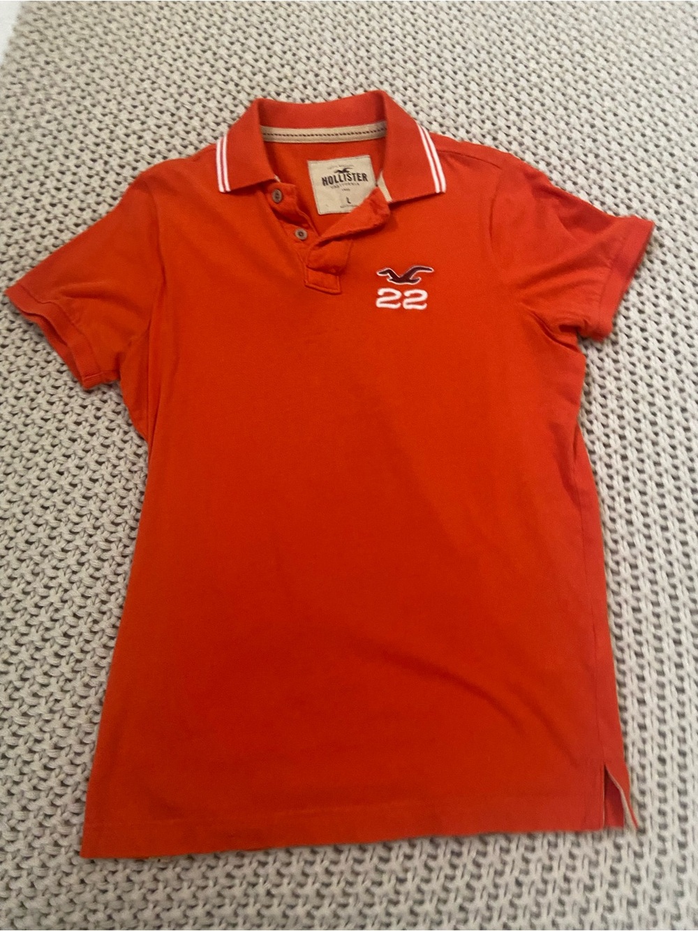 Hollister Orange Polo with White Trim and Embroidered Logo